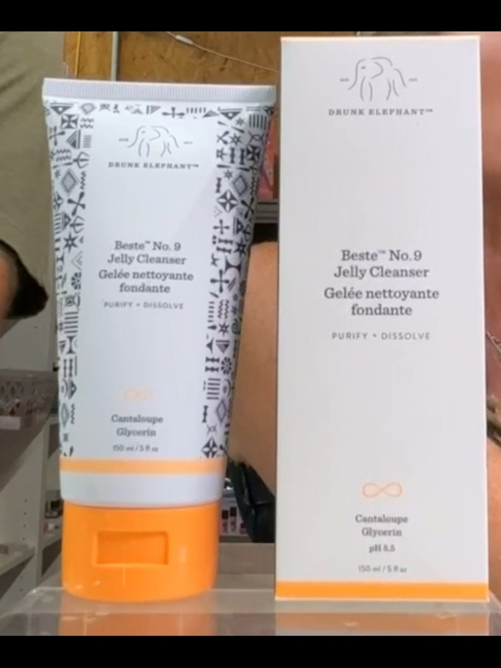 Drunk Elephant White & Orange Beste No.9 Jelly Cleanser Tube with Box